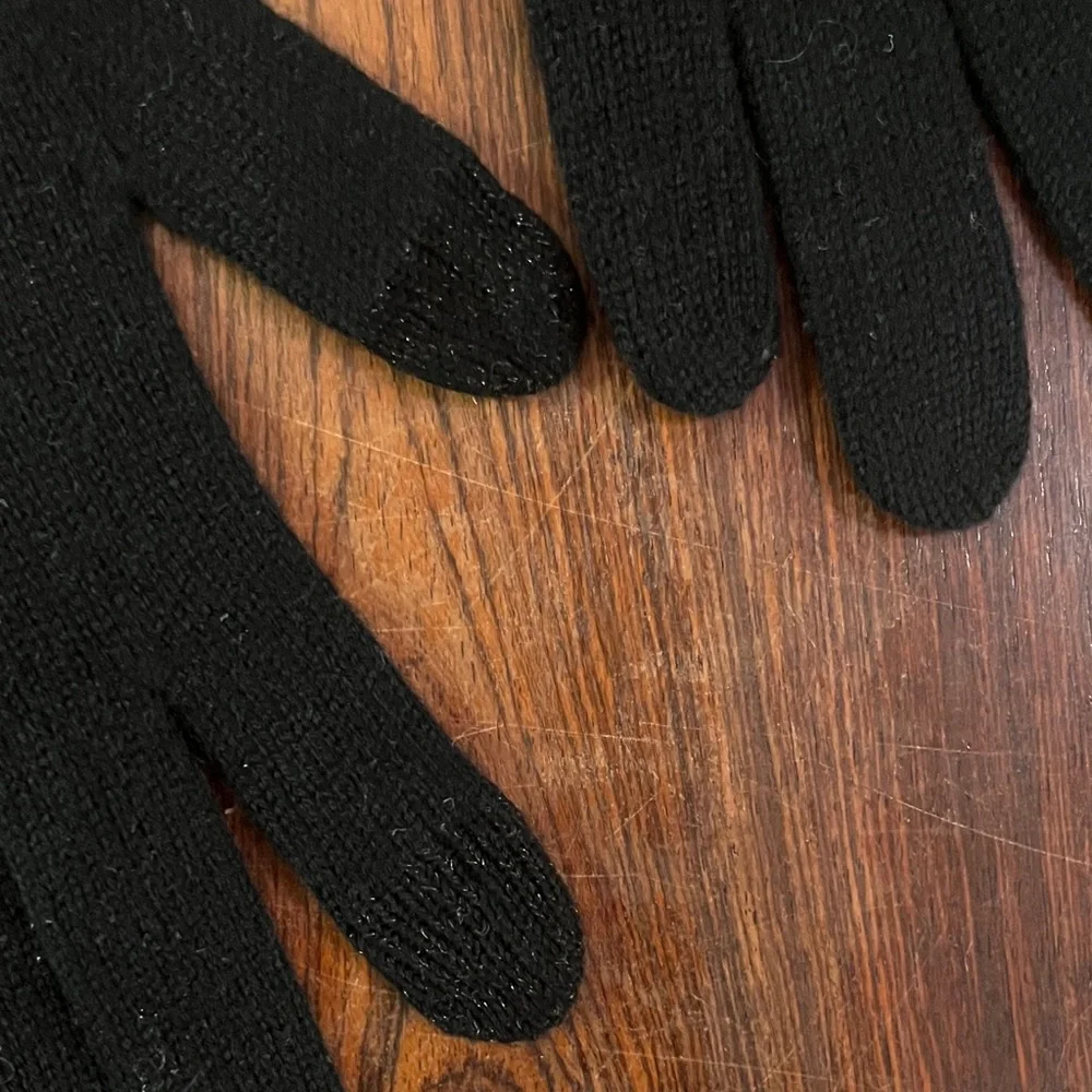 The Row Afef Black Cashmere Knit Gloves Elbow Length - Picture 4 of 4